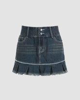 Skuyler Pleated Denim Skirt